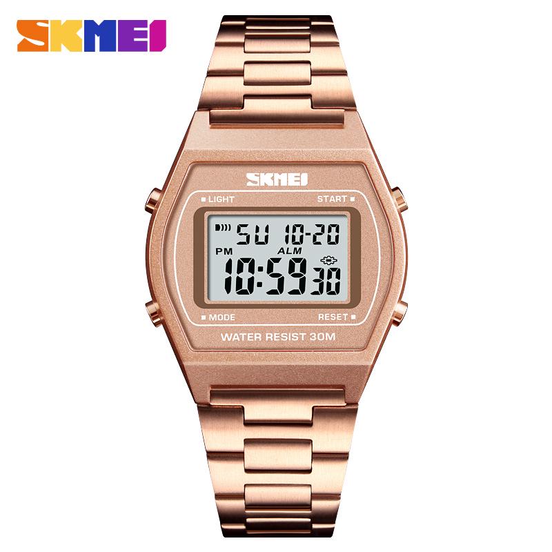 SKMEI Mode Sport Stopwatch Digitale Polshorloge Voor Mannen Vrouwen Roestvrijstalen Band Casual Datum Horloges Reloj Hombre Alarm