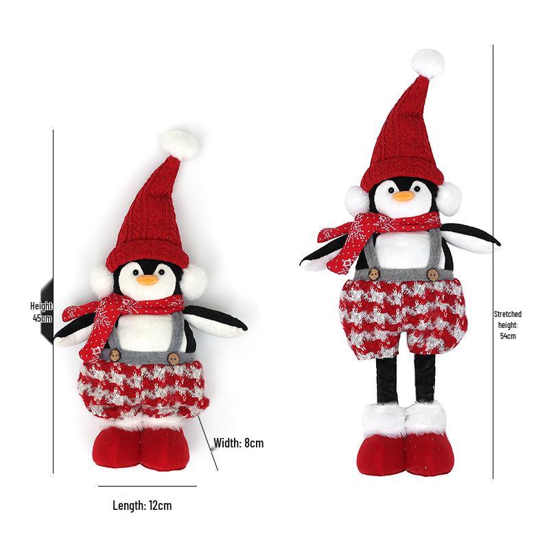 Teleskopische Schneemann- & Rentier-Plüschdekorationen mit Strickmützen für die Weihnachtsausstellung