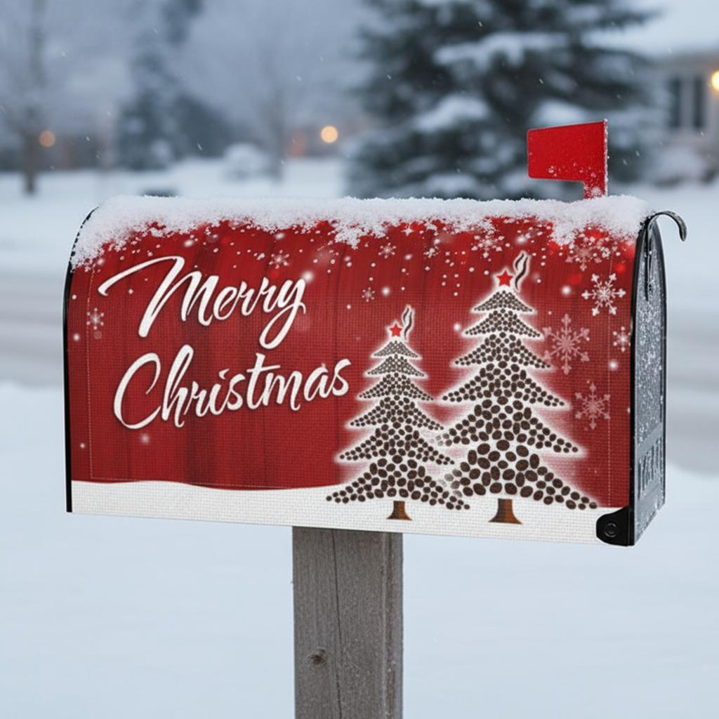 Winter Large Mailbox Cover Anti-Scratch Letter Case Protection Sleeve Christmas Letter Box Cases for Home Garden Outside Decor
