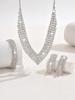 Luxury Diamond Jewelry Set: Shimmering Necklace, Tassel Earrings, Bracelet, and Ring for Brides