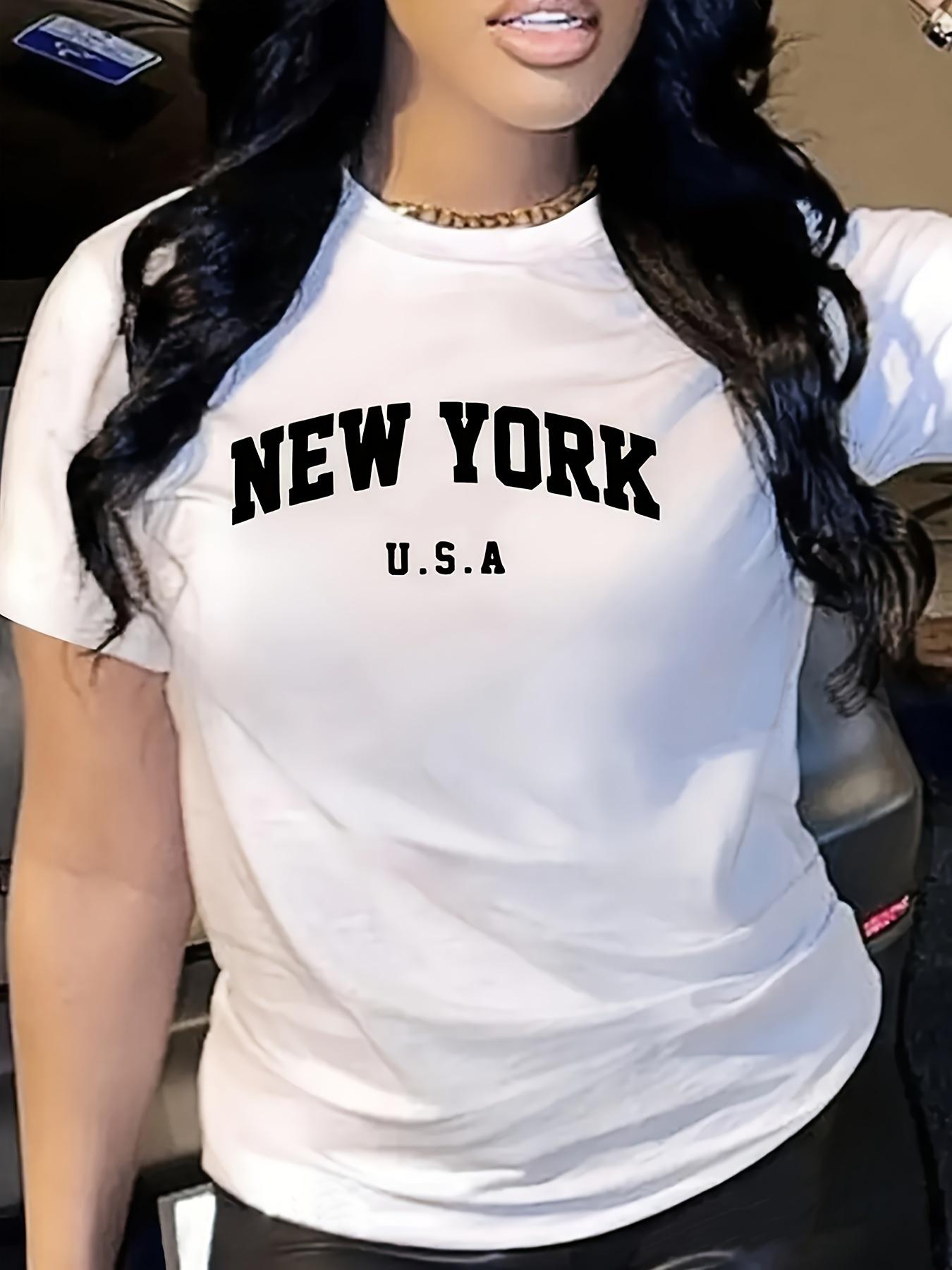New York USA Graphic Print White T-shirt XL