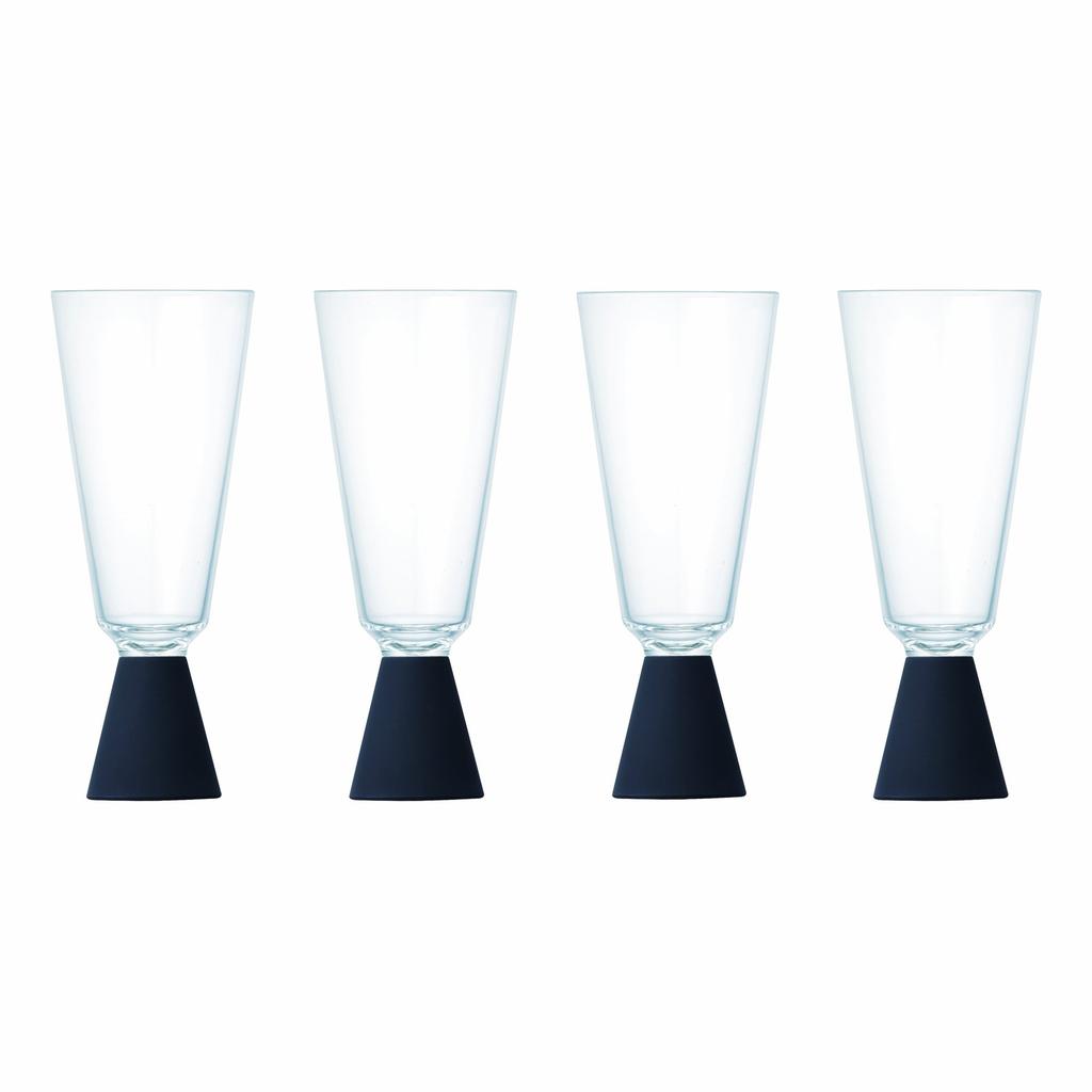 KINTO FESTA Champagne Glasses, 4-Piece Set, Black, 21337