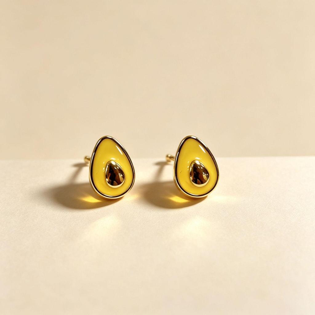 Stainless Steel Avocado Oil Drip Stud Earrings – Fashionable, Creative, Daily Wear