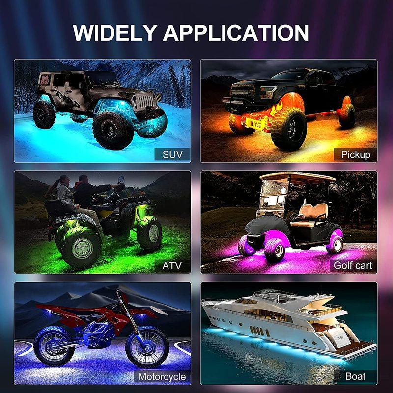 RGB LED Rock Lights 4/6/8/10/12/14 pods APP Control Music Neon Car Underglow Chassis Light for Offroad Truck SUV Rock Lights