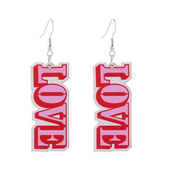 1 Par Pendientes Mujer Contraste de Color Estampado Carta de Amor Serie Rosa Pendientes de Gancho Románticos Pendientes Colgantes Día de San Valentín