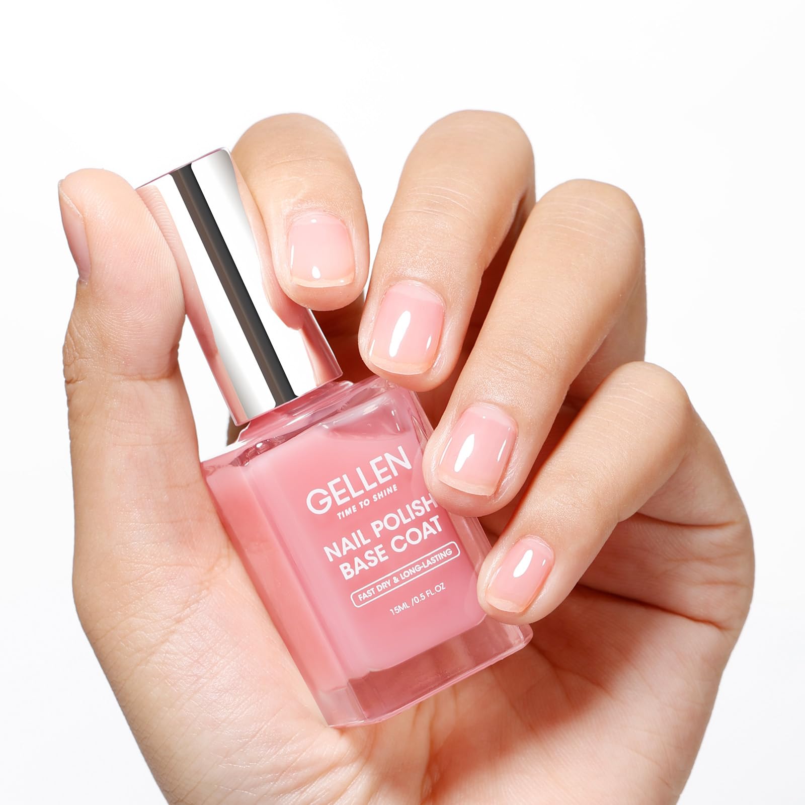 Gellen 15ml Nail Base Bare Powder Nail Strengthening Ideal for Home DIY Nail Care Coat, Color, Coat, Calcium-infused, Fast-drying,