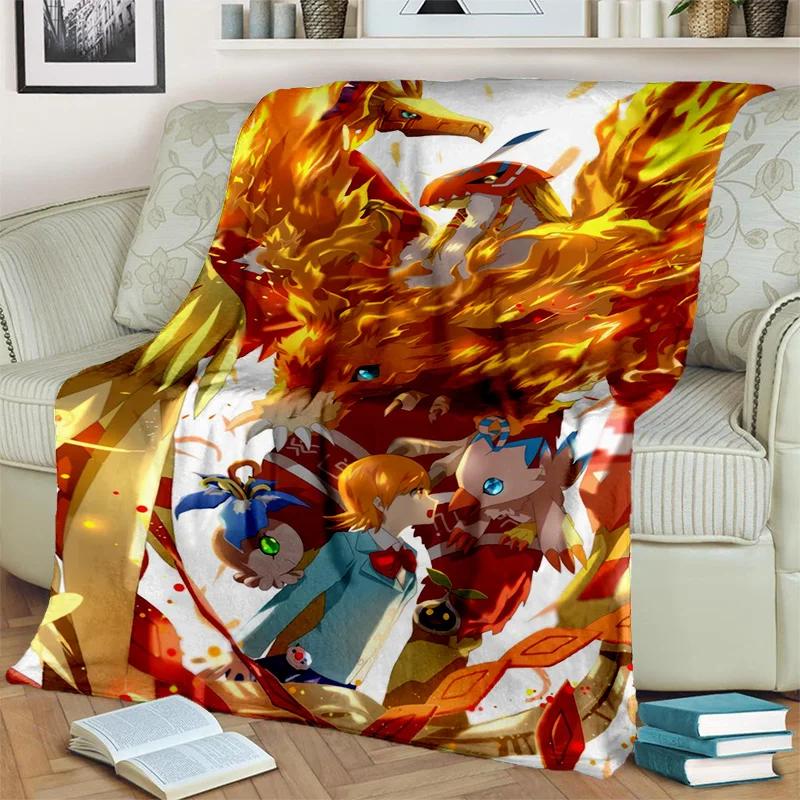 3D Digimon Adventure Monster Cartoon Blanket,Soft Throw Blanket for Home Bedroom Bed Sofa Picnic Travel Office Cover Blanket Kid