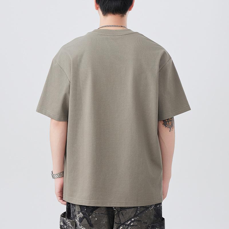 Short-sleeved T-shirt Men's Loose Summer New Embroidered Heavy Round Neck Five-point Sleeve T-shirt
