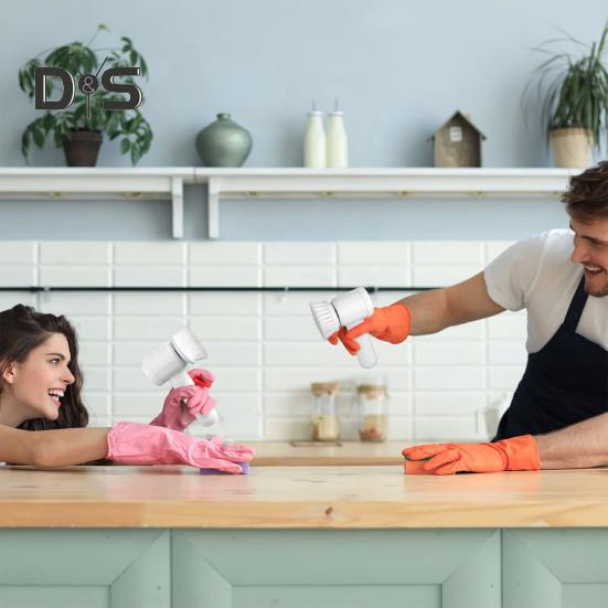 Electric Spin Brush Cordless High Torque Handheld Rotary Brush Tub Shower Tile Floor Scrubber with 5 Replaceable Heads