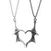 Gothic Split Wing Heart Necklace for Lovers Punk Vampire Demon Wing Antiquity Jewelry Matching Couple Valentine's Gift