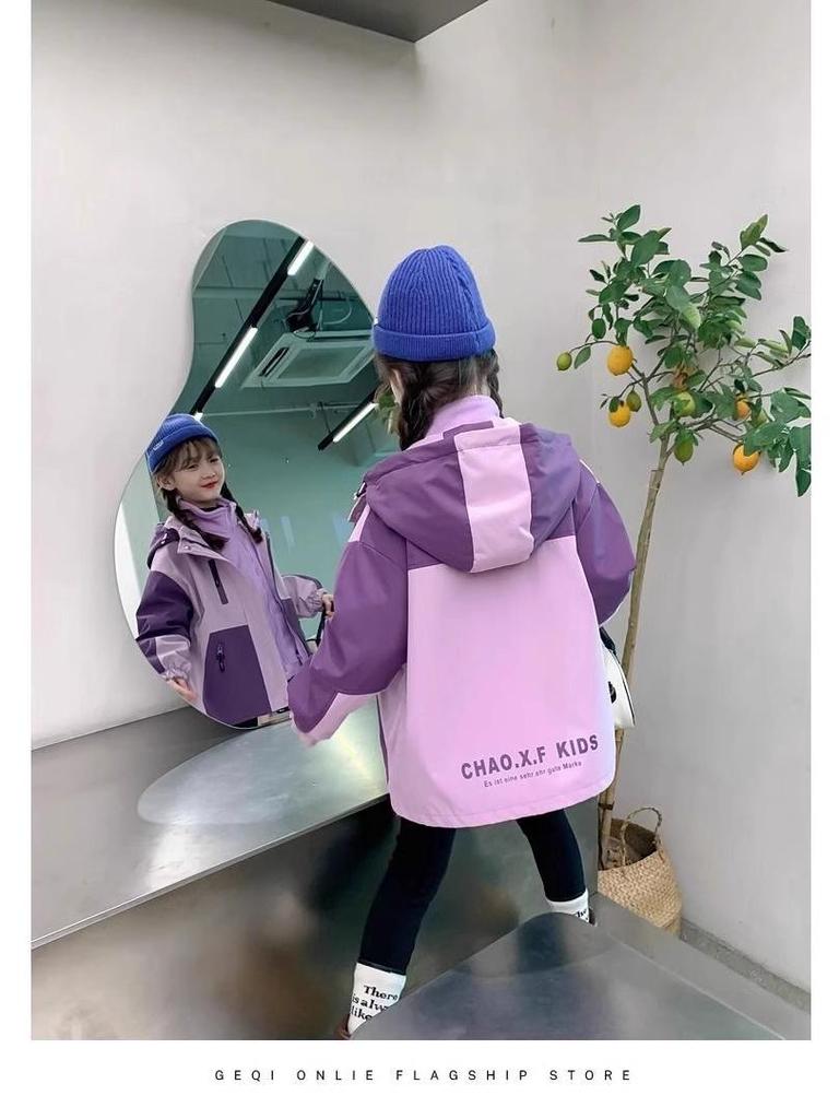 Flickors vindtäta kappa i koreansk stil: Trendig, Förtjockad Tre-i-ett för Höst & Vinter 2025