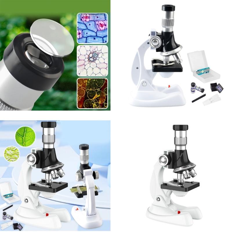100/600/1200X LED Labormikroskop Heimschule Wissenschaftliches Lernspielzeug Geschenk Verfeinert für Kinder Kind Biologisches Mikroskop
