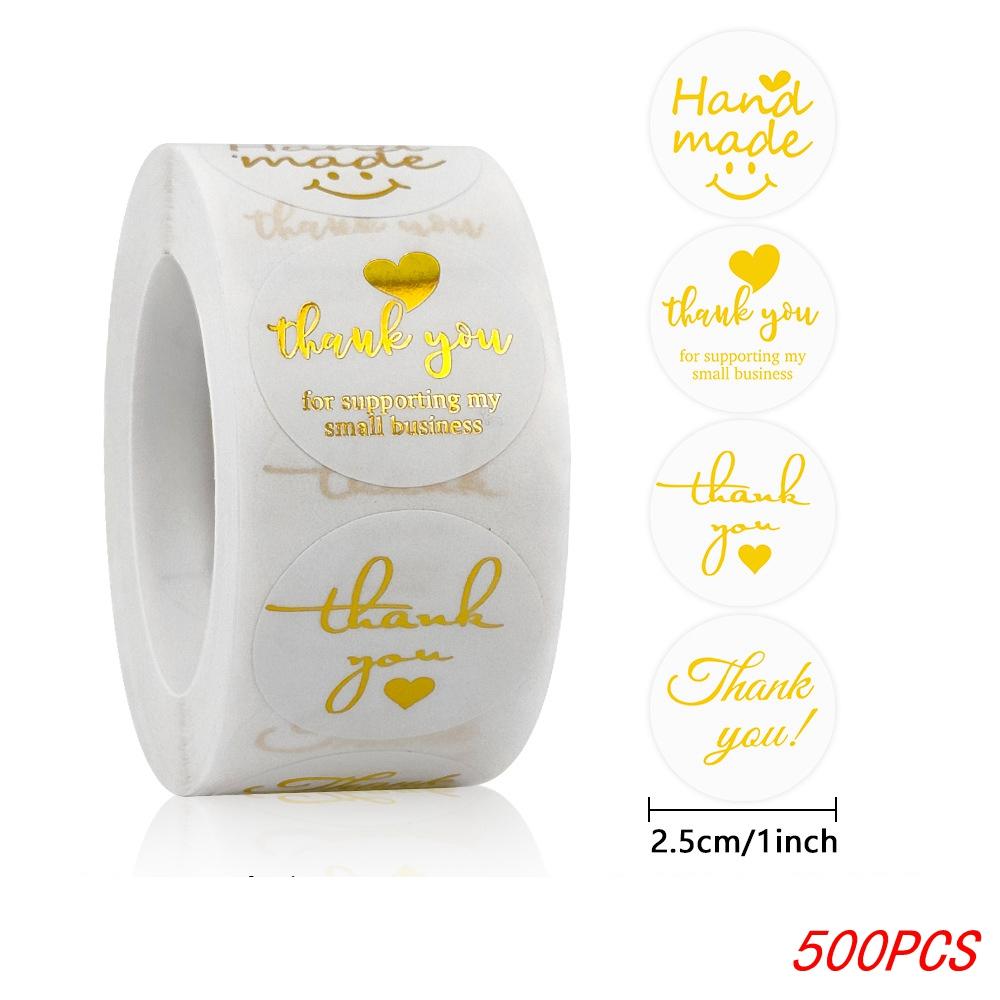 100-500Pcs 1Inch/2.5CM Golden Thank You Stickers For Gift Card Box Package Party Wrapping Decorate Baking Food Small Business