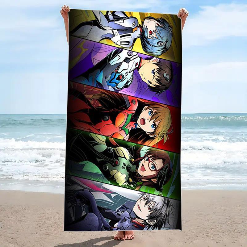 Neon Genesis Print Beach Towel, Large Soft Quick Dry Towel for Beach Camping Swimming