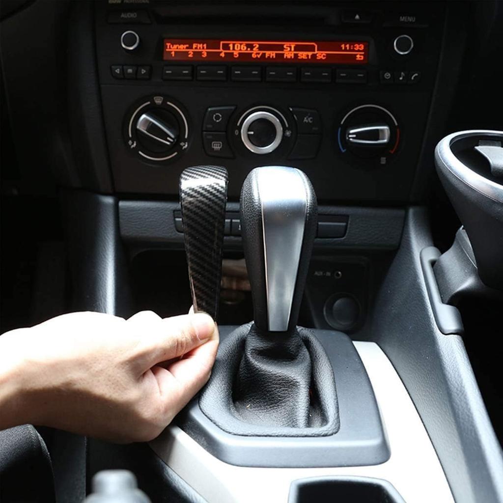 Car Center Control Gear Shift Knob Head Frame Cover Sticker Interior Trim Compatible with BMW E87 E90 E92 E93 1 3 Series Old Model Carbon Fiber Style