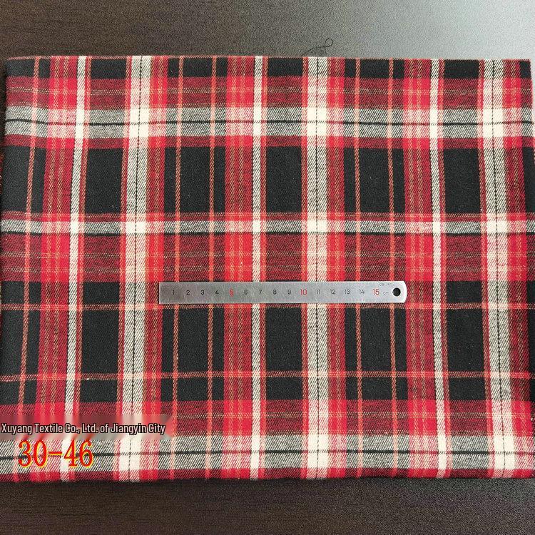 Spot Color-Woven Plaid Jacquard Fabric for Children's Autumn/Winter Brushed Polyester-Cotton Shirts
