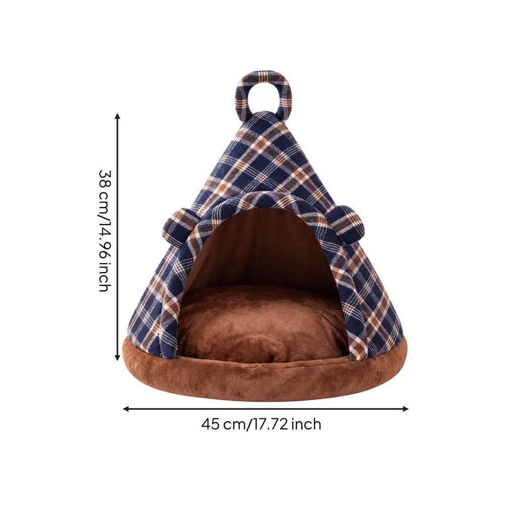 Triangular Tent Pet Bed Enclosed Covered with Nonslip Bottom Gentle Feline Hut for Kittens,