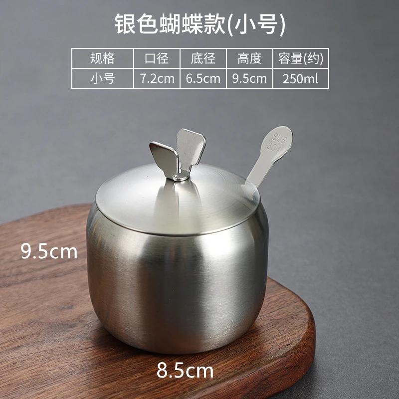 

New Household Stainless Steel Seasoning Jars Korean Style Condiment Pot Spice Container with Lid Salt Organizer Kitchen Tools