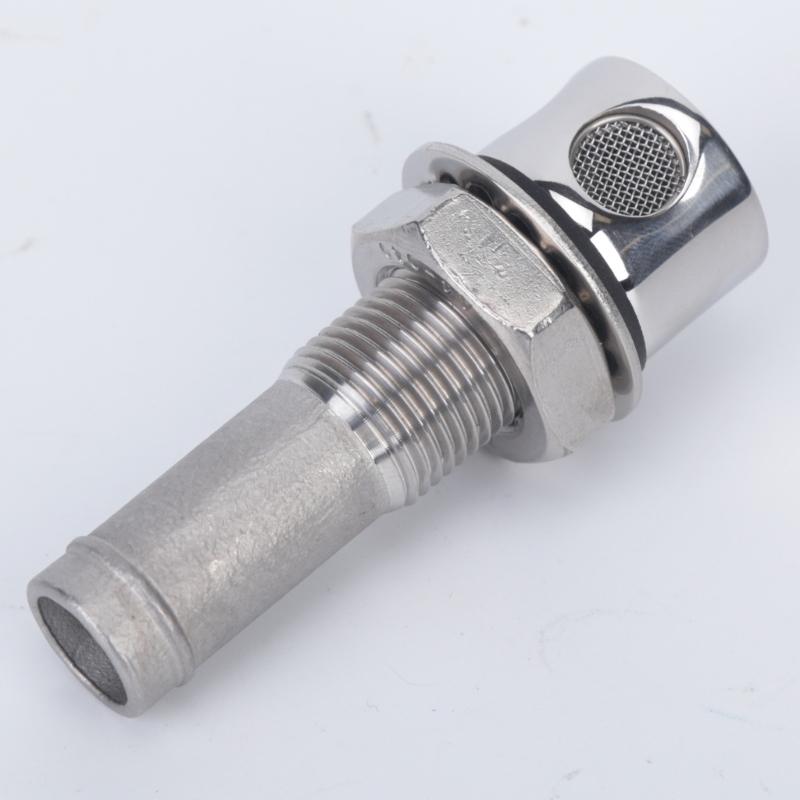 Boat Vent Fitting 316 Stainless Steel 16 mm Screened Straight Outlet with Threaded Body for Marine Ventilation Use