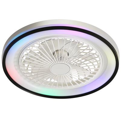 19-Inch Flat Ceiling Fan with 6-Speed Remote Control, Super Quiet DC Motor, RGB & 3-Color Light, Dimmable – Ideal for the Bedroom