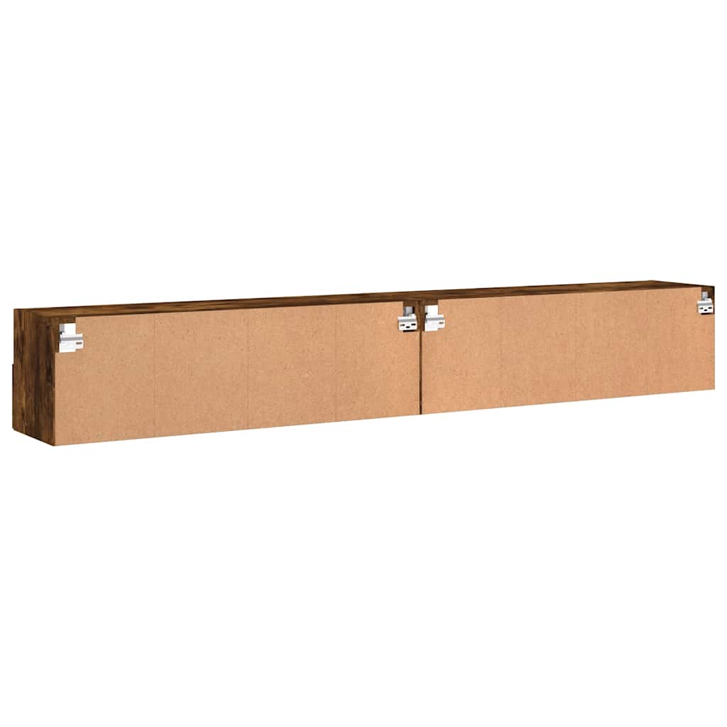 Wall Mounted TV Cabinets (2 Pcs) Smoked Oak 100 X 30 X 30 Cm Engineered Wood