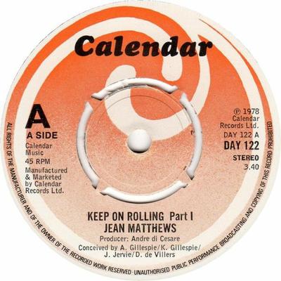 7inch Record JEAN MATHEW - Keep On Rolling DAY122 Calendar 1978 UK Soul/Funk Used