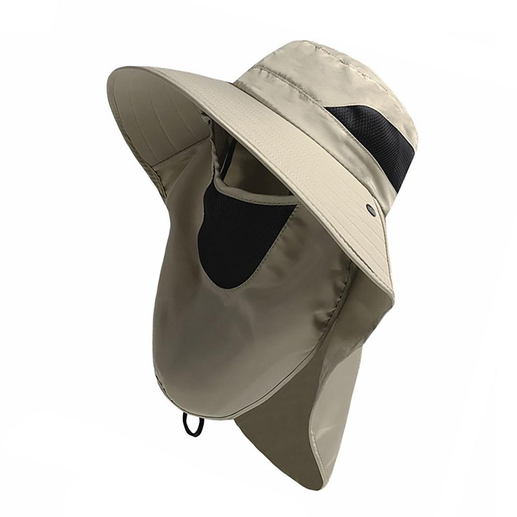 Nacken-Gesichts-Klappe Outdoor-Kappe Sonnenschutz Atmungsaktiv Modisch Outdoor Wander-Fischerei-Hut Khaki
