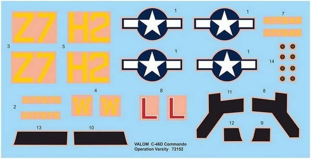 VALOM Curtiss Commando Transport Plane Operation Varsity 1945 Plastic Model CV72152 1/72 C-46D Twin-Engine