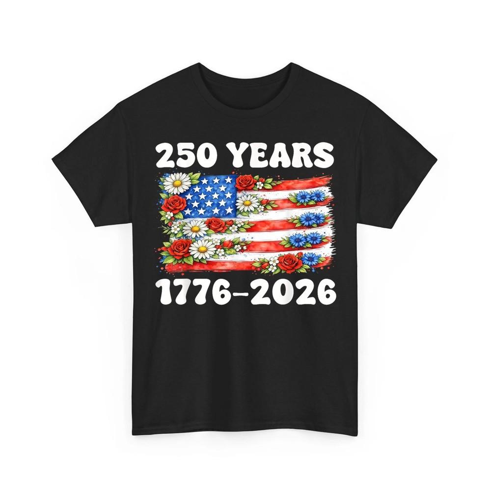 250 Years American Flag 250th Anniversary USA Patriotic Flower Patriotic TShirt Unisex T-Shirt L