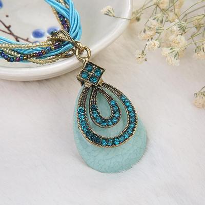 Bohemian Vintage Etnische Waterdruppel Ketting met Kralen Hanger