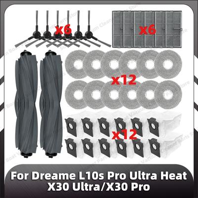 Kompatibel für Dreame L10s Pro Ultra Heat / X30 Ultra / X30 Pro Haupt-Seitenbürste HEPA-Filter Mopp-Pad Staubbeutel Ersatzteile