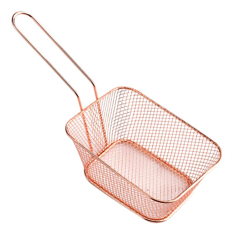 Stainless Steel Frying Basket Multifunctional Mini French Fries Frying Basket Creative Square Oil Separated Frying Basket