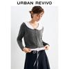 UR2026 Women's Spliced Peter Pan Collar Knit Cardigan