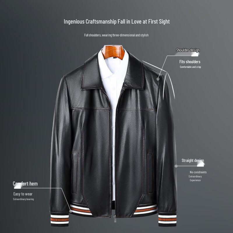 Futing Men's Genuine Sheepskin Slim Fit Motorcycle Leather Jacket