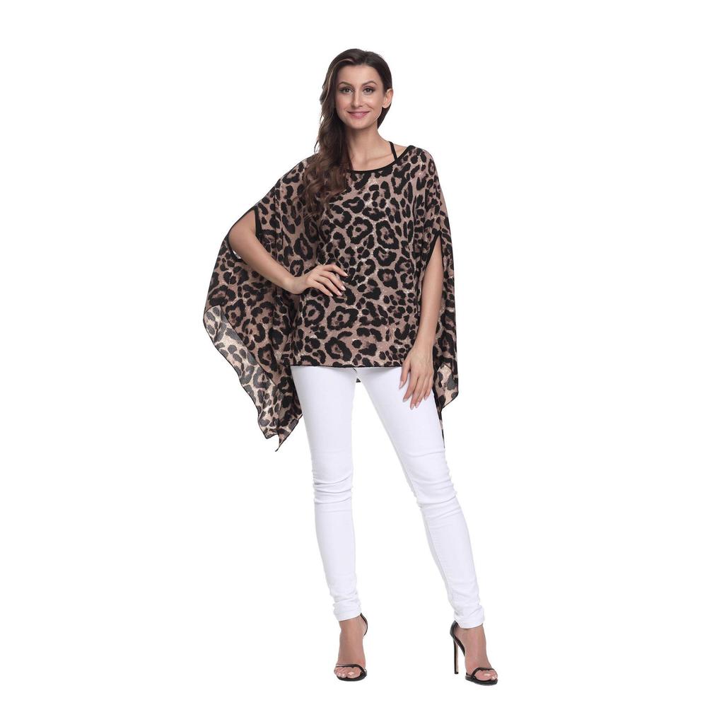 Plus Size Chiffon Batwing Shirt for Women – European & American Style, Extra Large 