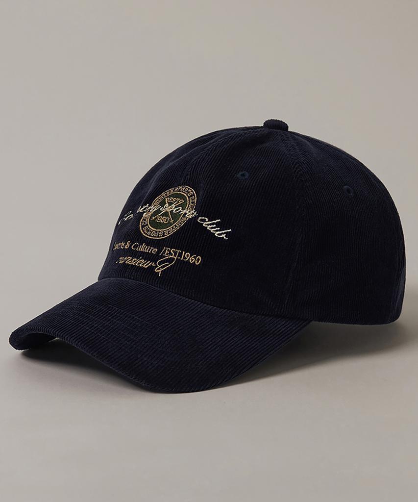 Kyuseu Lettering Corduroy Ball Cap - Navy