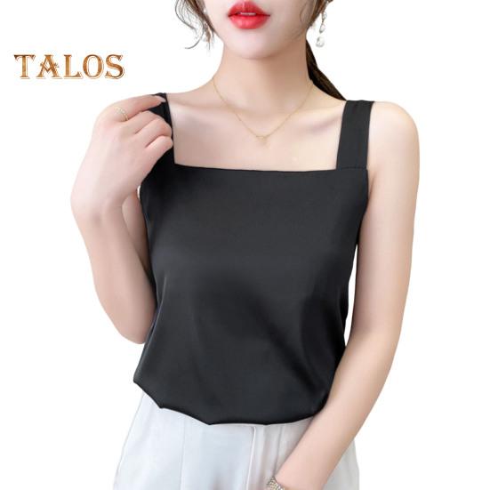 

Женский жилет с квадратным воротником без рукавов, гладкие топы, однотонные, дышащие, повседневные, майки, повседневная одежда L чёрный