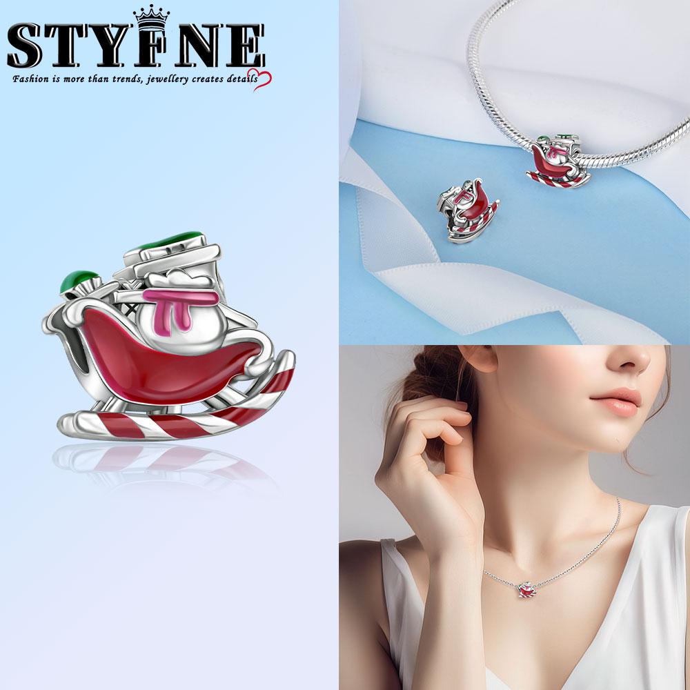 Charms Plata Originalesr Christmas Red Gift Beads For Charm Copper Bracelet Beads Jewellery Making Women'S Gift