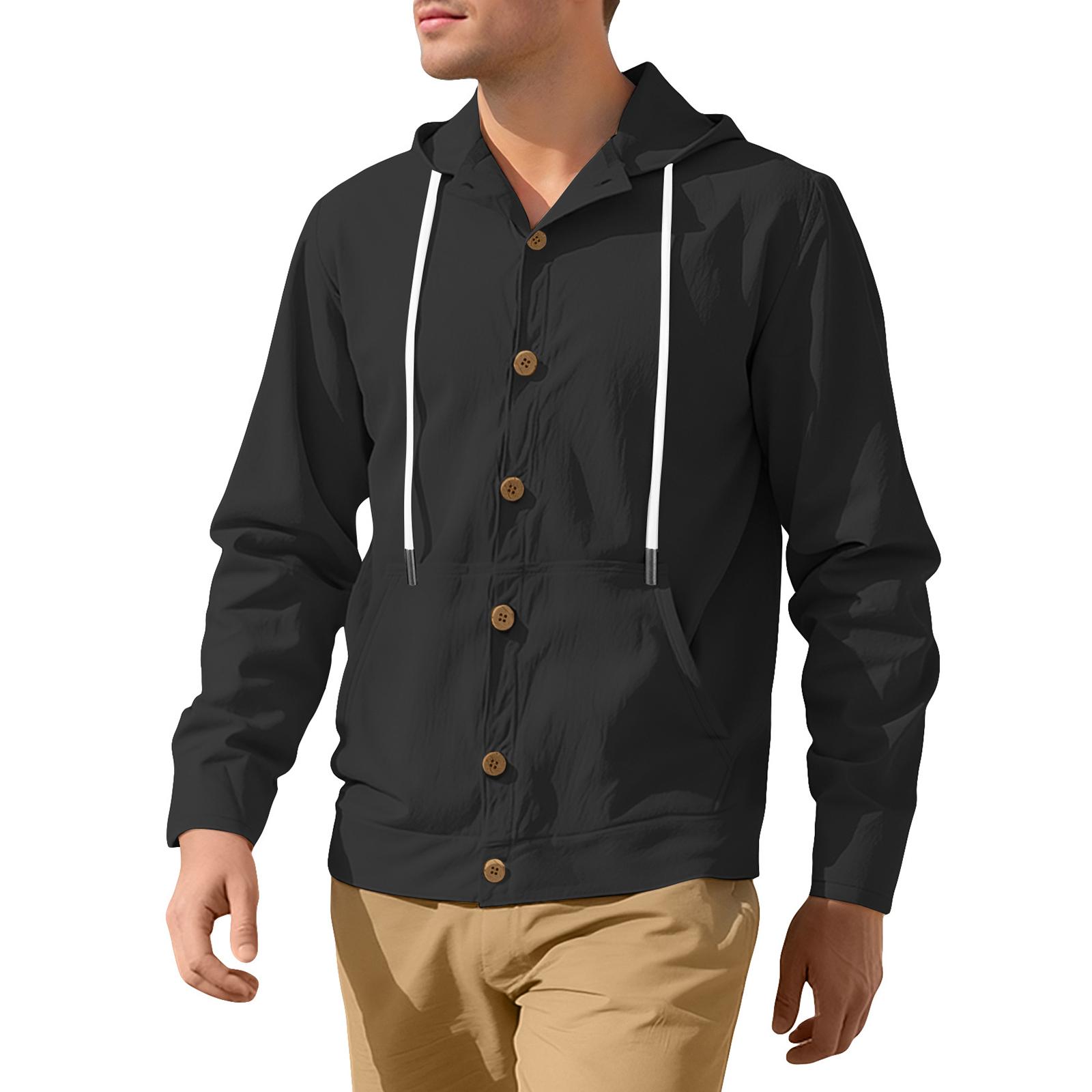 

Мужское Свободное Повседневное Худи с Капюшоном Длинные Рукава Пальто L