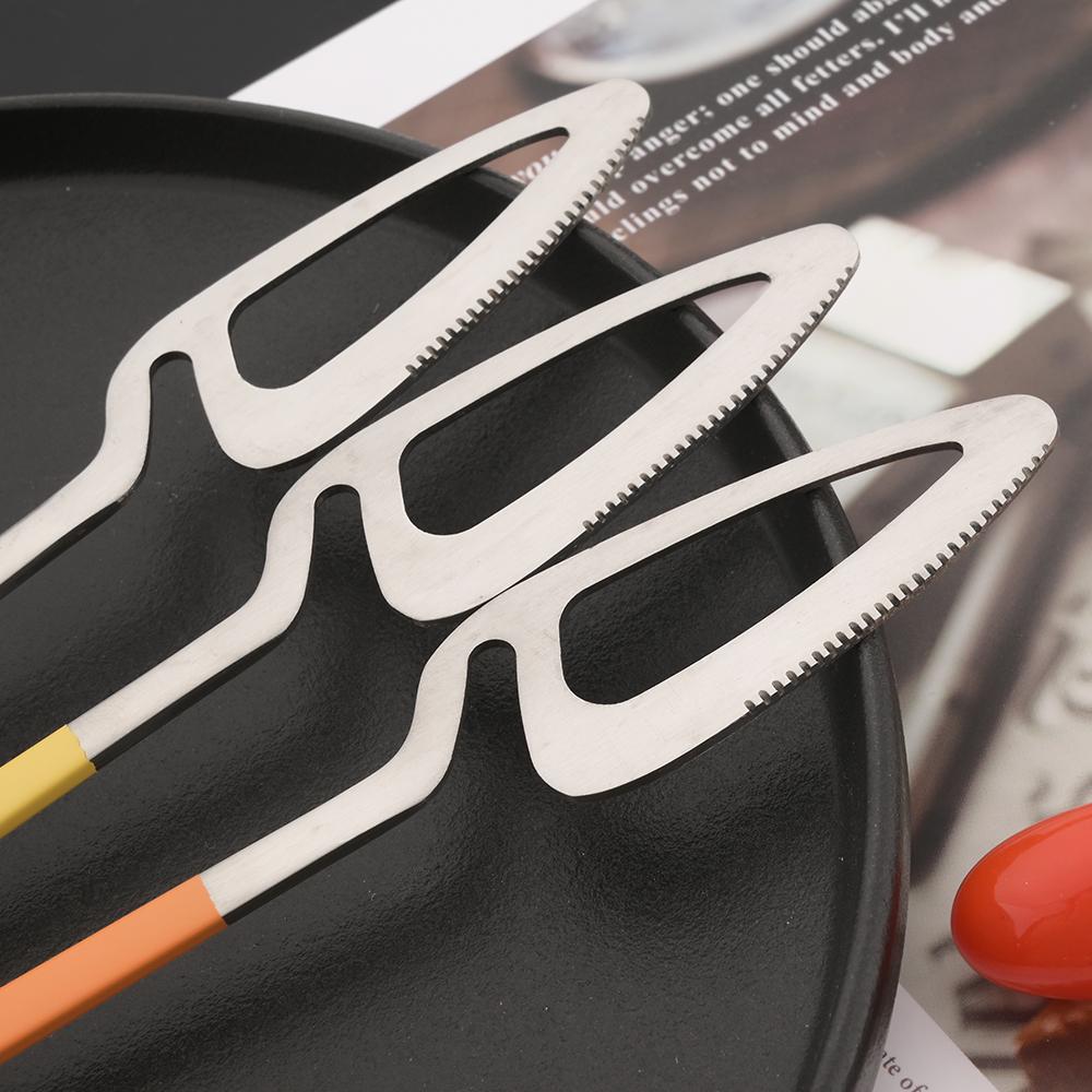 4Pcs Blue Silver Stainless Steel Cutlery Set Kitchen Silverware Dinnerware Knife Fork Spoon Flatware Set Brushed Stain Tableware Utensils