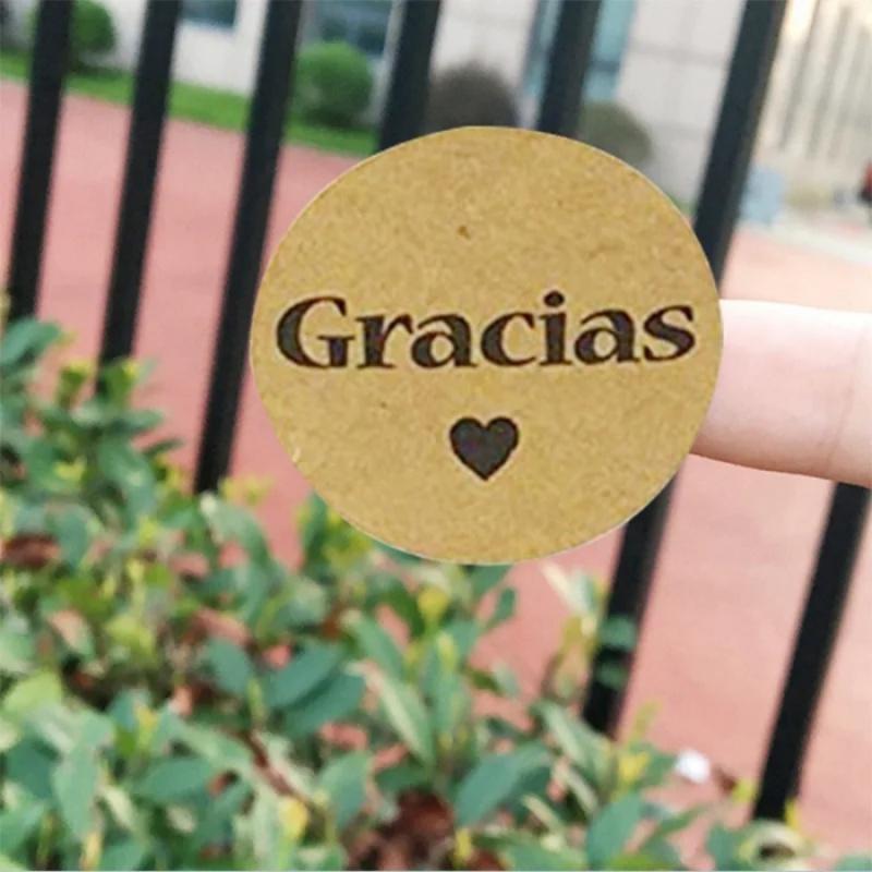 500pcs/rollSpanishGraciasThank You Stickers Envelope Sealing Stickers Baking Gift Packaging Bag Sealing Stickers Holiday Decorat