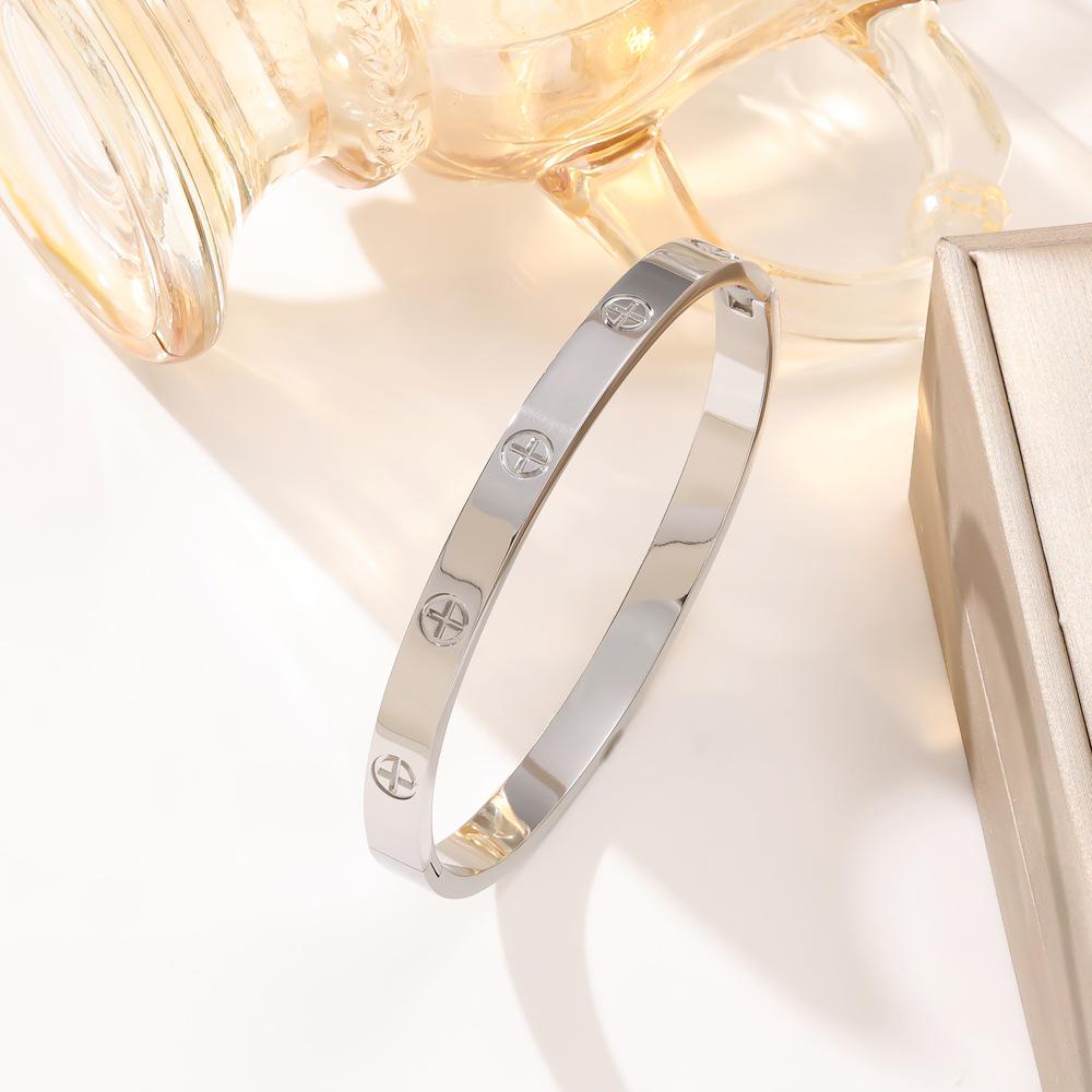 Women s High-End Cross Stud Titanium Steel Bracelet