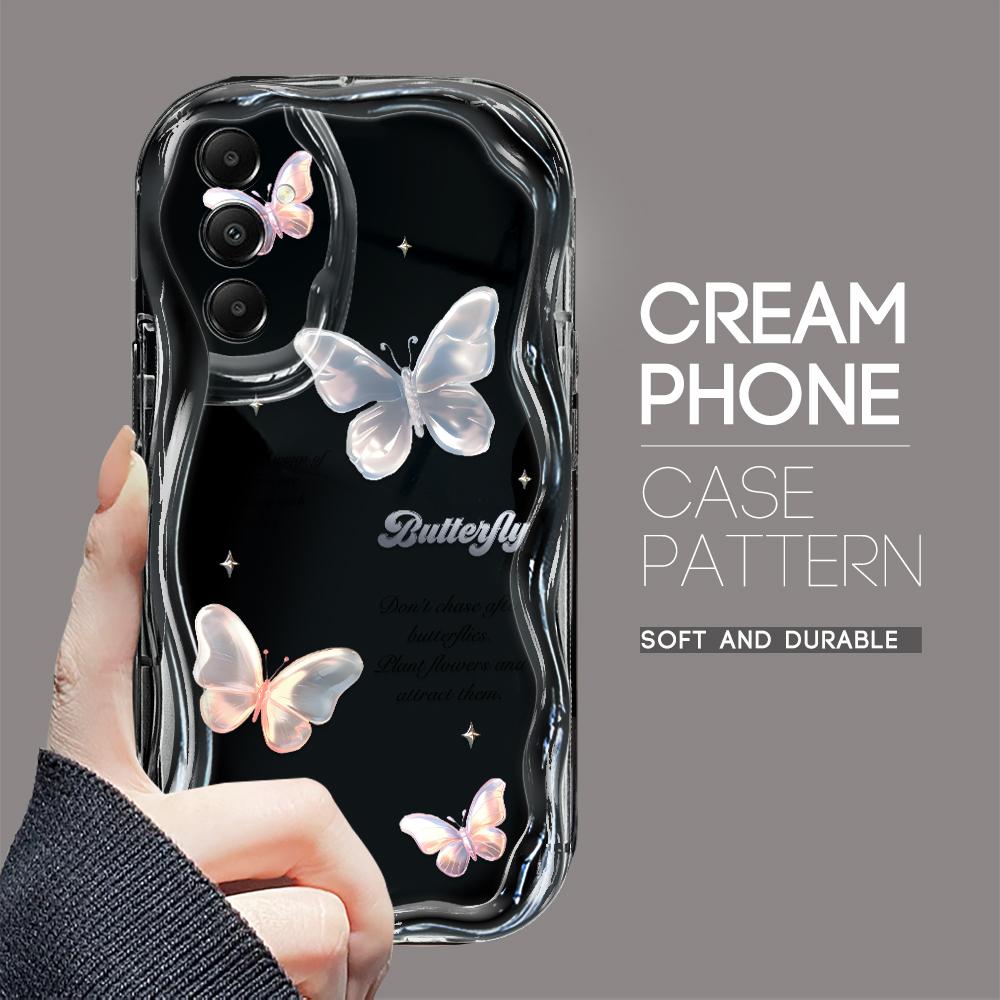 Cute Cartoon Pattern Cream Texture Casing Wavy Edge Soft Silicone Cover Phone Case for Samsung