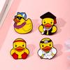 Tide Cool Little Yellow Duck Metal Badge Super Cute Cartoon Graduation Duck Brooch Clothes Cloth Bag Bag Decorative Buckle
