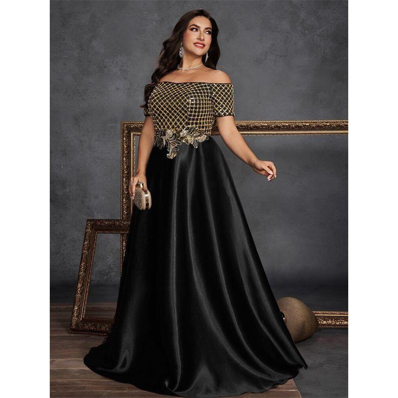 

European and American Style Formal Dress Choir Performance Outfit for Women, New Stage Performance Attire, Red Song Recitation Competition Costume Black 0 XL