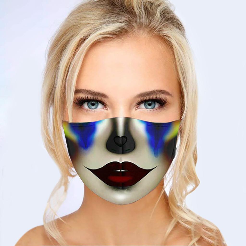 Reusable Dust Mask with Exaggerated Makeup Print for Women Washable Face Covering Adjustable Ear Loops Comfortable Fit