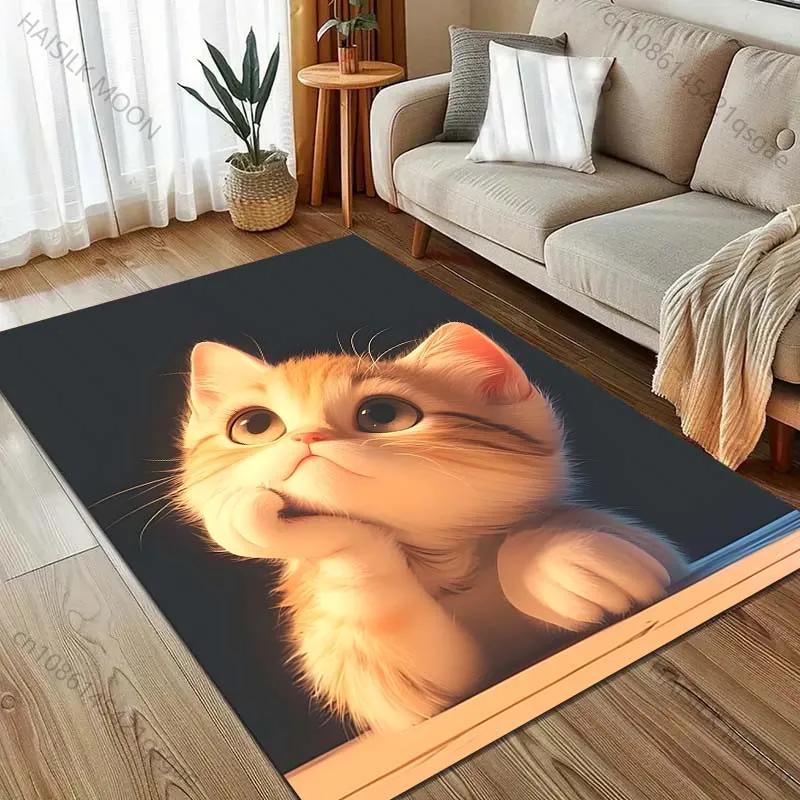 Dywan 3D HD Kot w Fantazyjny Wzór do Sypialni Pokoju Dziennego Przy Łóżku Przy Sofie Mata Podłogowa Nowoczesny Wystrój Domu Dywan Obszarowy Można Prać w Pralki PREZENT