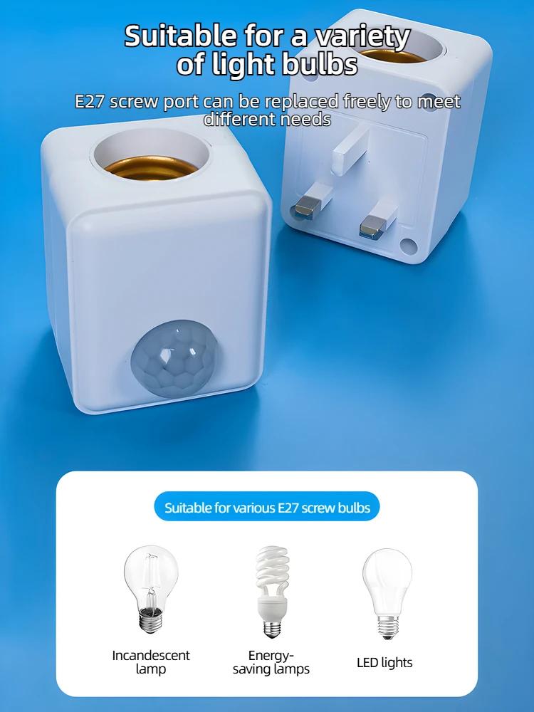 E27 LED Lampensockel EU/US Stecker mit Bewegungssensor PIR Radar Induktionslichthalter Fassung Adapter Konverter Einstellbar