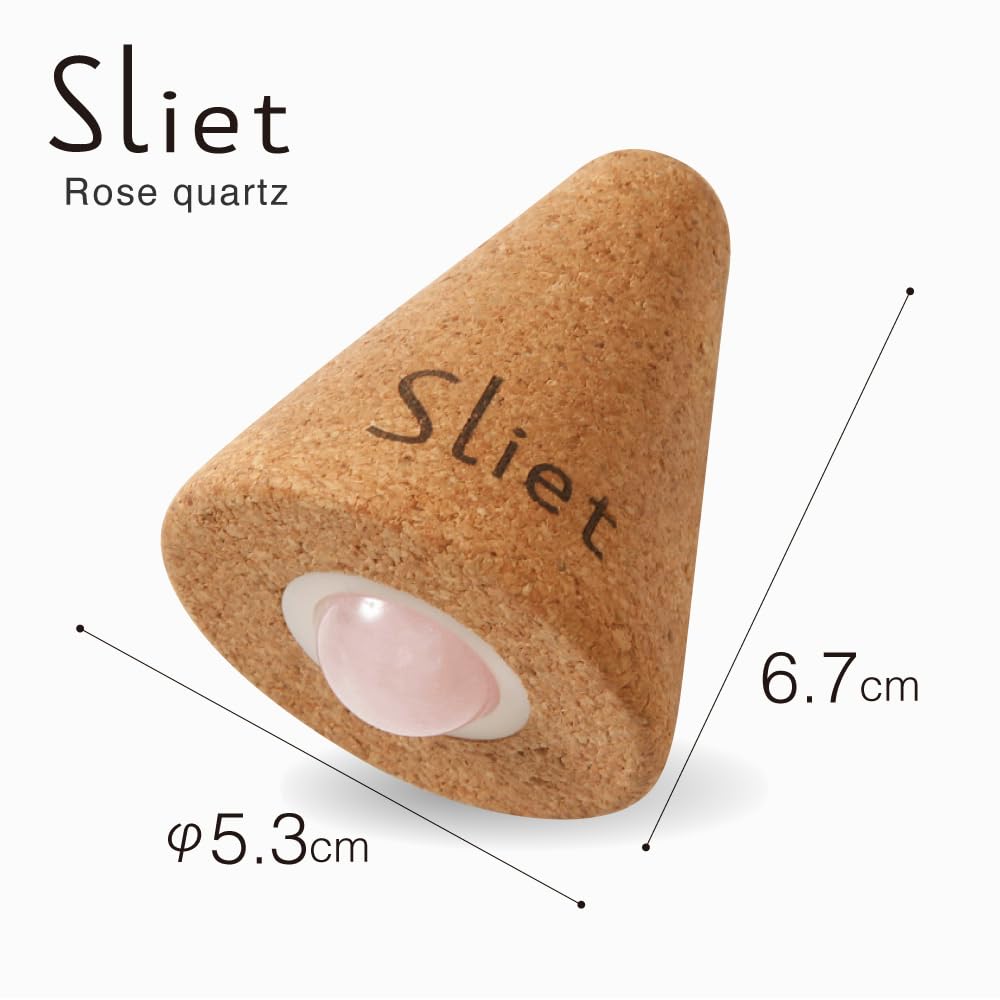 Alphax Massage Acupressure Natural Rose Quartz Roller, Roller, Stone, Cork, Sliet,