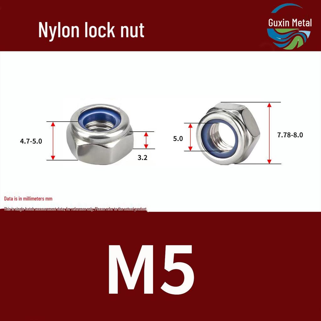 Stainless Steel Self-locking Nylon Lock Nut DIN985, M3-M30, Anti-slip/loosening.